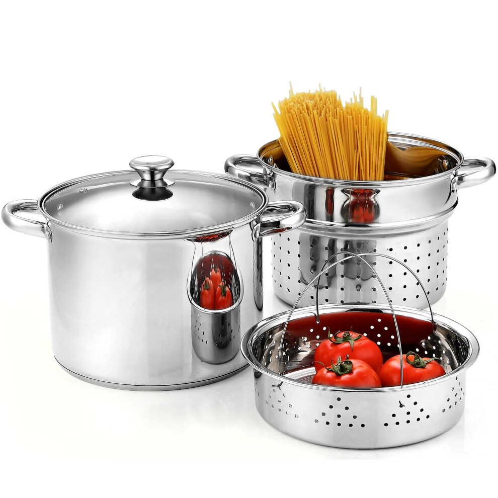 cook N Home 4-Piece 8 Quart Multipots  Stainless Steel Pasta cooker St