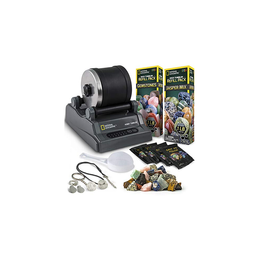 NATIONAL GEOGRAPHIC Hobby Rock Tumbler Kit - Rock Polisher for Kids &