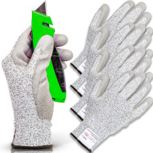 FORTEM Schnittfeste Handschuhe, 4x, Level 5 Schutz für Austernöffnen, Küche, Lebensmittelecht, EN388 Zertifiziert (Groß)