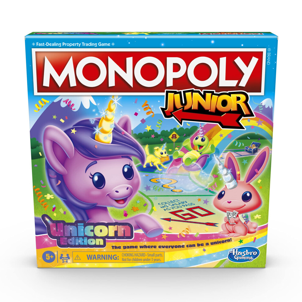 MONOPOLY Junior: Unicorn Edition Board Game for 2-4 Players  Magical-T