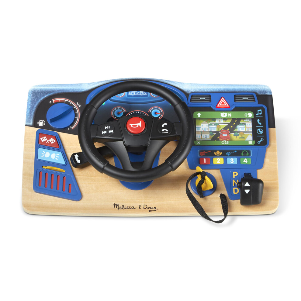 Melissa & Doug Vroom & Zoom Interactive Wooden Dashboard Steering Whee