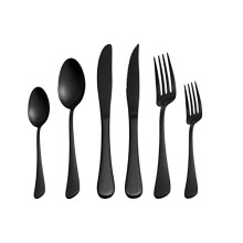 Selafun 24-teiliges Matte Black Besteckset.Edelstahl Matte Black Besteckset mit Titanbeschichtung.