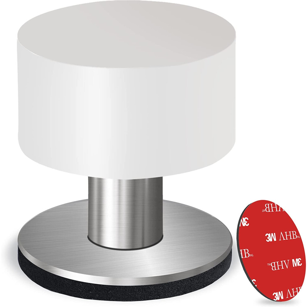 Topes De Puerta Con Pegatinas Adicionales Tope De Puerta Autoadhesivo Con Caucho Blanco Y Cuerpo De Acero Inoxidable - Amortiguadores De Puerta D-image