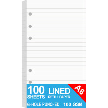 A6 Lined Paper for Filofax Personal Binder Planner White 100gsm Ruled
