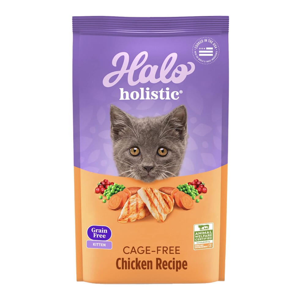 Halo Holistic Kitten Food Dry  grain Free cage-free chicken Recipe  co