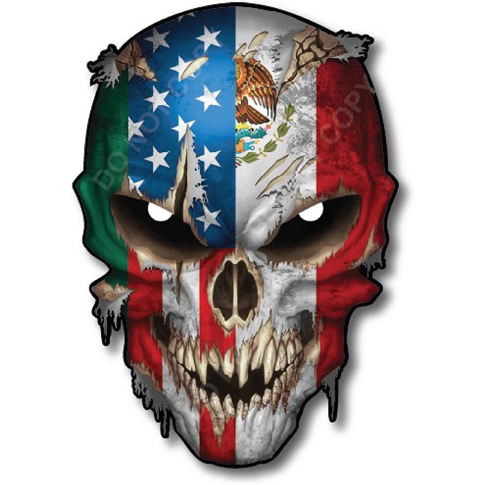 Decals By Haley Usa Mexico American Mexican Country Flag Decal With Reflective Eyes Bumper Sticker For Car Truck Suv Vinyl Outdoor Graphic - Safe For 735358463992