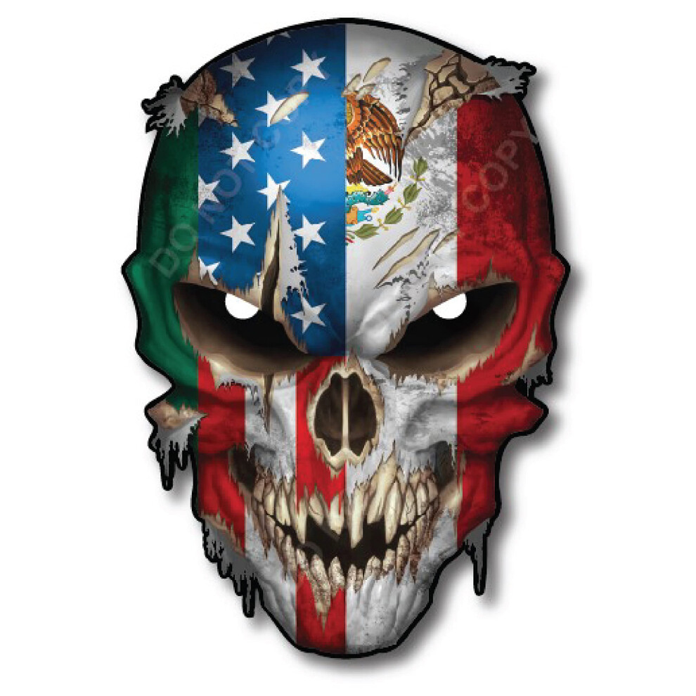 Decals By Haley Usa Mexico American Mexican Country Flag Decal With Reflective Eyes Bumper Sticker For Car Truck Suv Vinyl Outdoor Graphic 735358463107