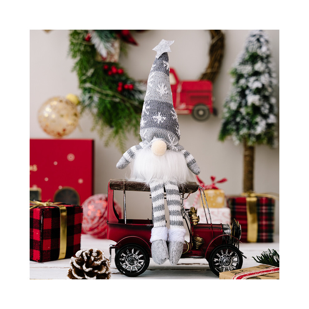 (Gray Hanging Doll) Snowflake Playful Knit No Face Doll In Various Colors With Light Up Features For Holiday Spirit-image-OPC-PFPKZBC-NEW