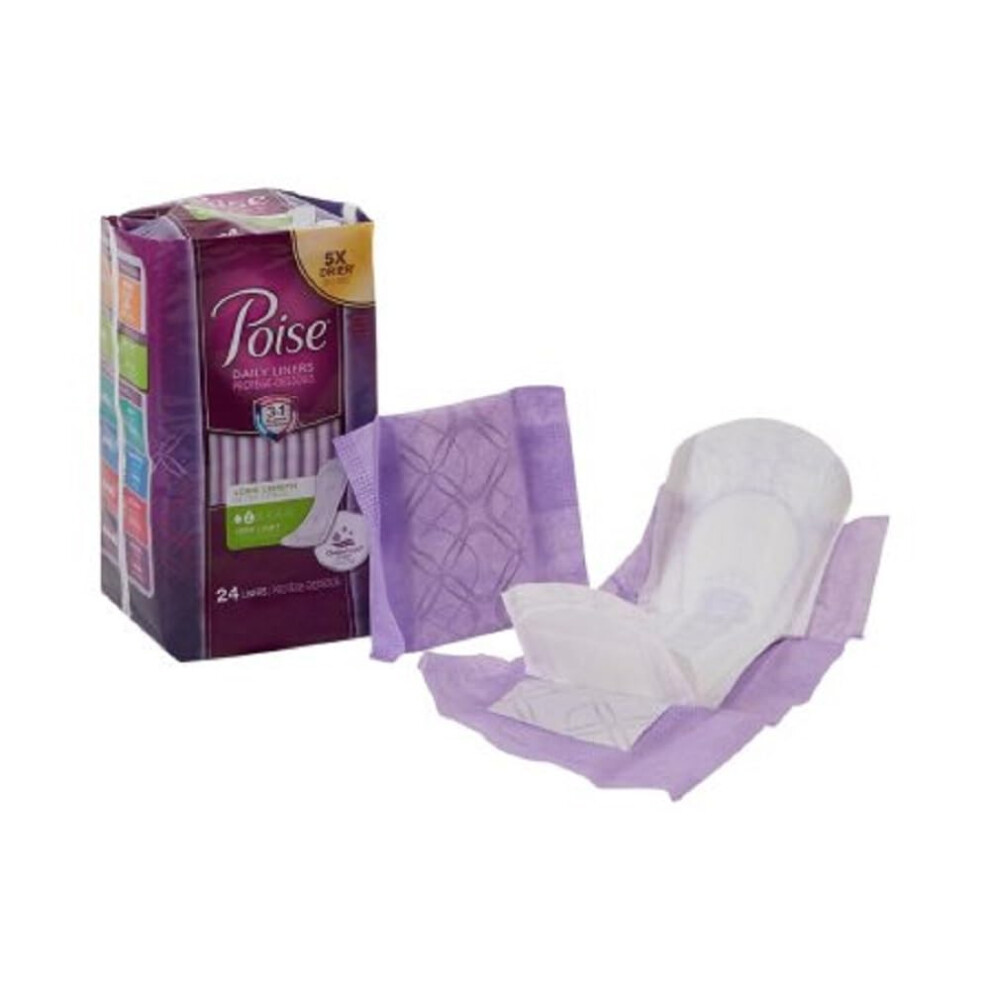 Poise Daily Incontinence Panty Liners, Very Light Absorbency, Long, 24 Count