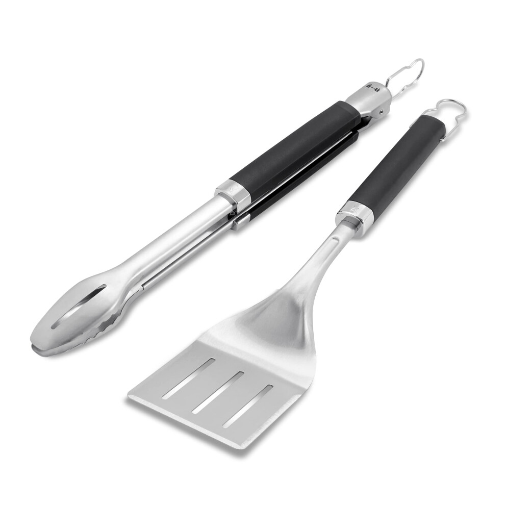 Weber Precision Tongs & Spatula Grilling Tool Set  Stainless Steel