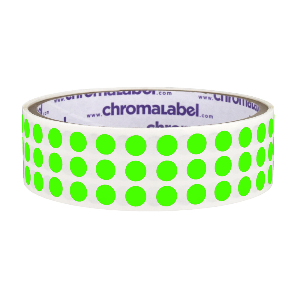 ChromaLabel 0.25 Inch Round Label Permanent Color Code Dot Stickers 1000 étiquettes par rouleau Fluorescent Green