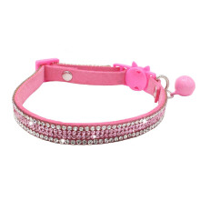 THAIN Collare per gatti regolabile di base con diamanti scintillanti con campanello per gattina e ragazzo (rosa)