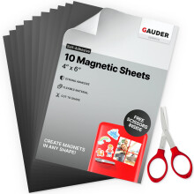 gAUDER Magnetic Sheets with Adhesive Backing (4A x 6A)  Black Magnetic