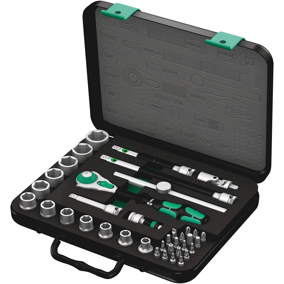 Wera - 5003596001 Zyklop 8100 SB 4 38-Inch SAE Ratchet Set  38-Piece