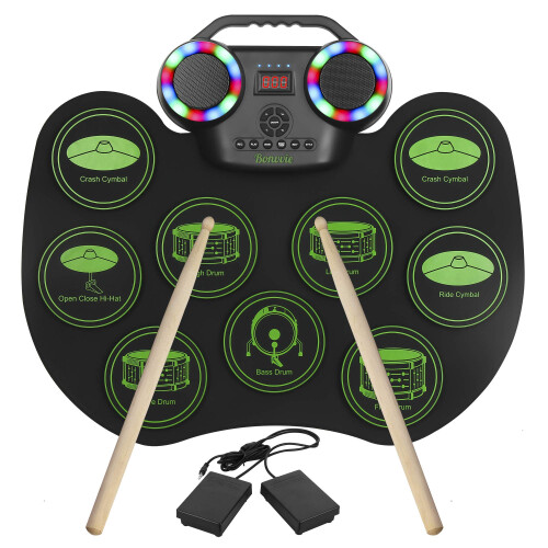 Electronic Drum E-Drum Kit  Bonvvie Portable Roll Up Digital Drum with