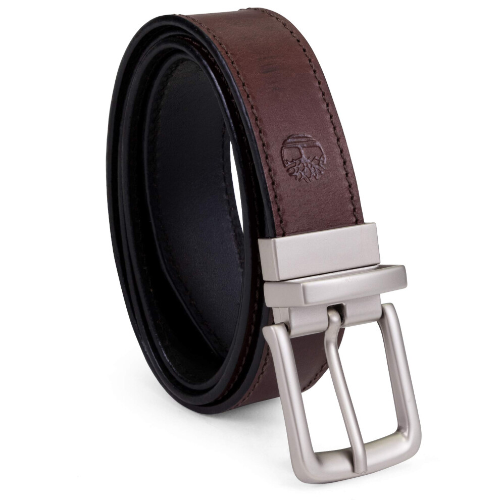 Timberland Men's Classic Leather Belt Reversible From Brown To Black