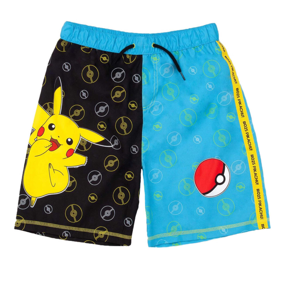 (9-10 Years, Black/Blue) Pokemon Boys Pikachu Pokeball Swim Shorts