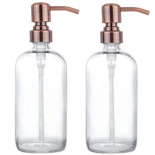 2-pack tjock klar glasburk tvlbehllare med kopparpump av rostfritt stl 16 ounce klar Boston runda flaskor dispenser med rostsker pump fr ete