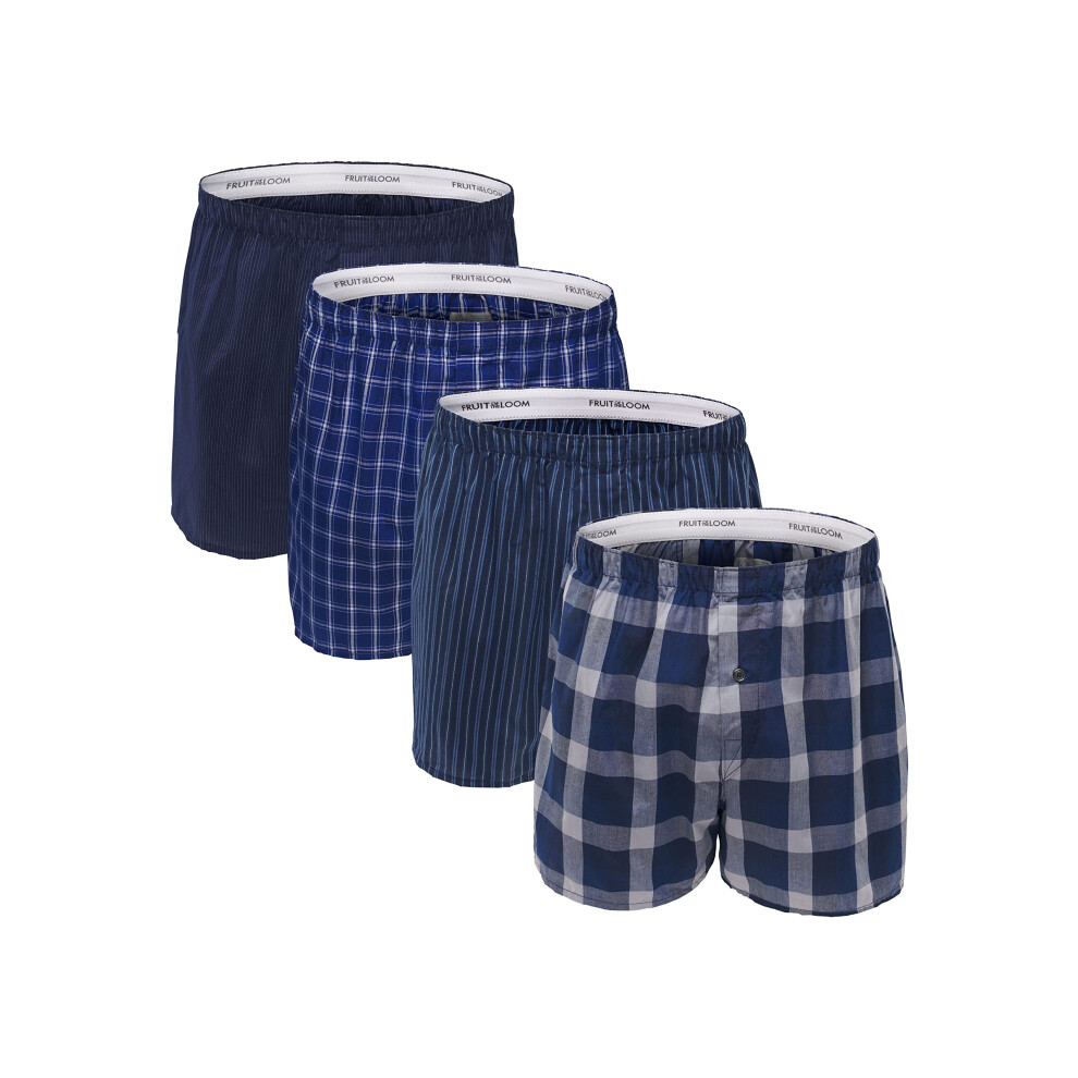 Fruit of the Loom Mens Premium Woven Boxer (4 Pack)  Blues  Medium