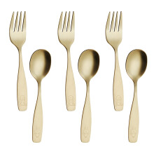 ANNOVA Kids Zilverwerk Kinderveilige bestekset Roestvrij staal - Kindervorken Kinderen Eetlepels Peutergerei Metalen bestekset voor lunchbox (goud 6)