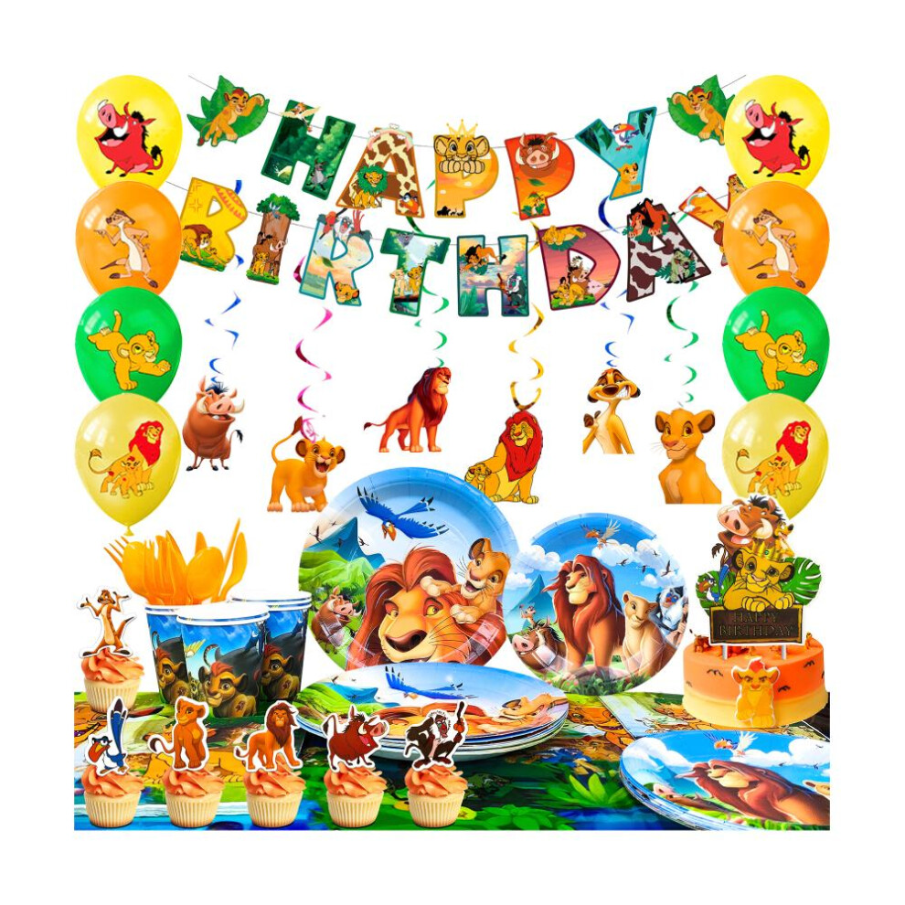 117pcs The Lion King Party Supplies,  The Lion King Birthday Decorations & Tableware Set-king The Lion Themed Birthday Party Decorations