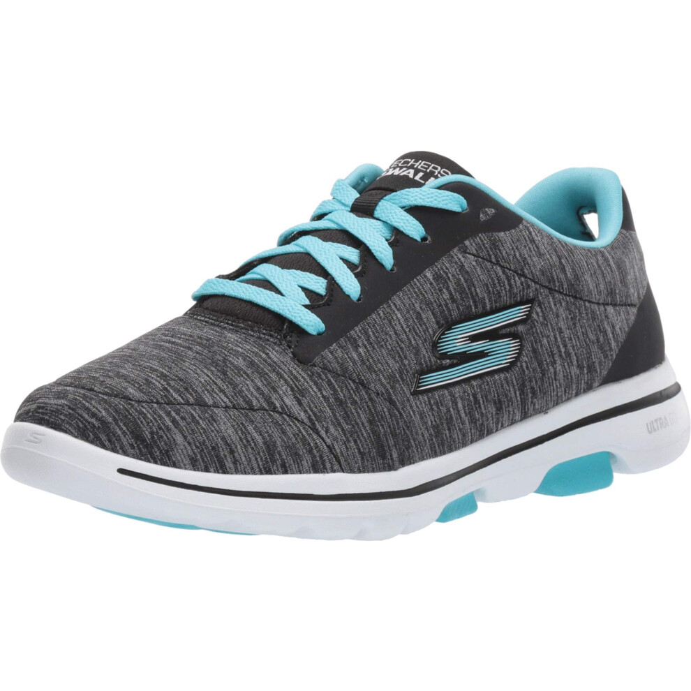 Skechers Women's Go Walk 5-True Sneaker  Black/Aqua  6 M US