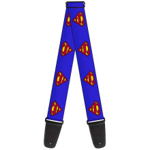 DC Comics Guitar Strap Superman Shield Blue 2 Inches Wide