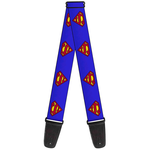 DC Comics Guitar Strap  Superman Shield Blue  2 Inches Wide