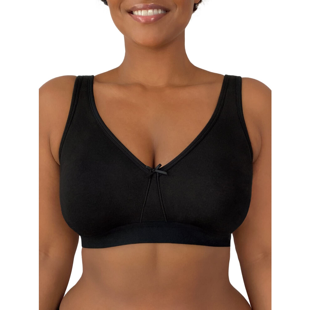 Fruit of the Loom Womens Plus-Size Wireless cotton Bra  Black Hue  44c