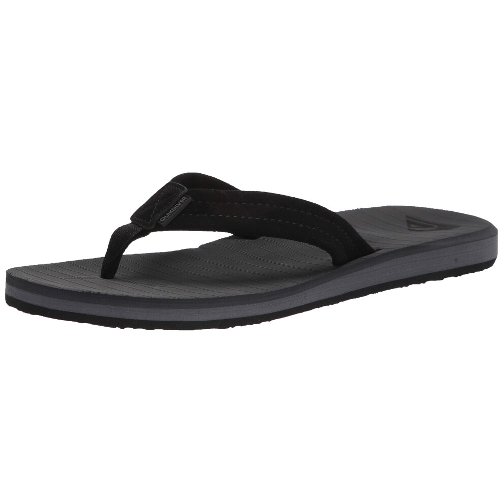 Quiksilver mens carver Suede 3 Point Flip Flop Athletic Sandal  grey 1