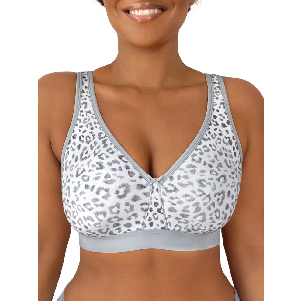 Fruit of the Loom Womens Plus-Size Wireless cotton Bra  Leopard Smoke