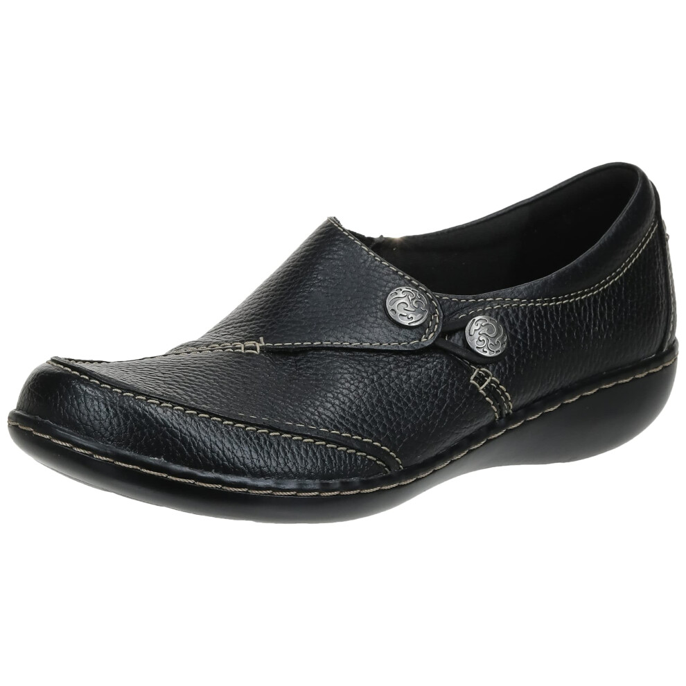 clarks Womens Ashland Lane Q Slip-On Loafer  Black  10 N US