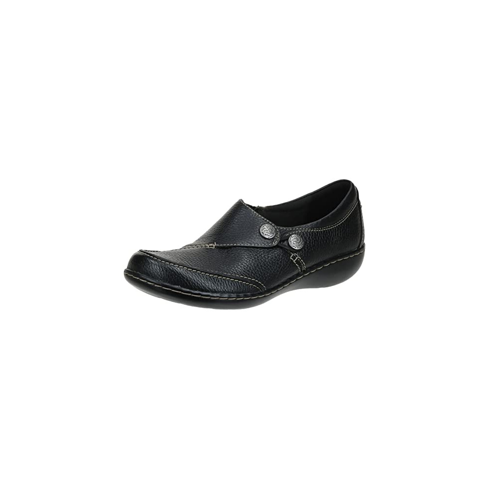 clarks Womens Ashland Lane Q Slip-On Loafer  Black  75 N US