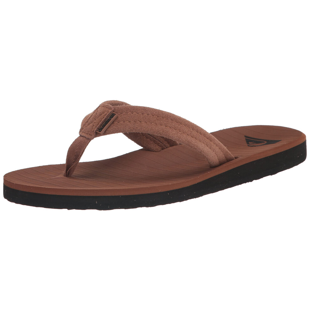 Quiksilver Mens carver Suede 3 Point Flip Flop Athletic Sandal  TAN 1