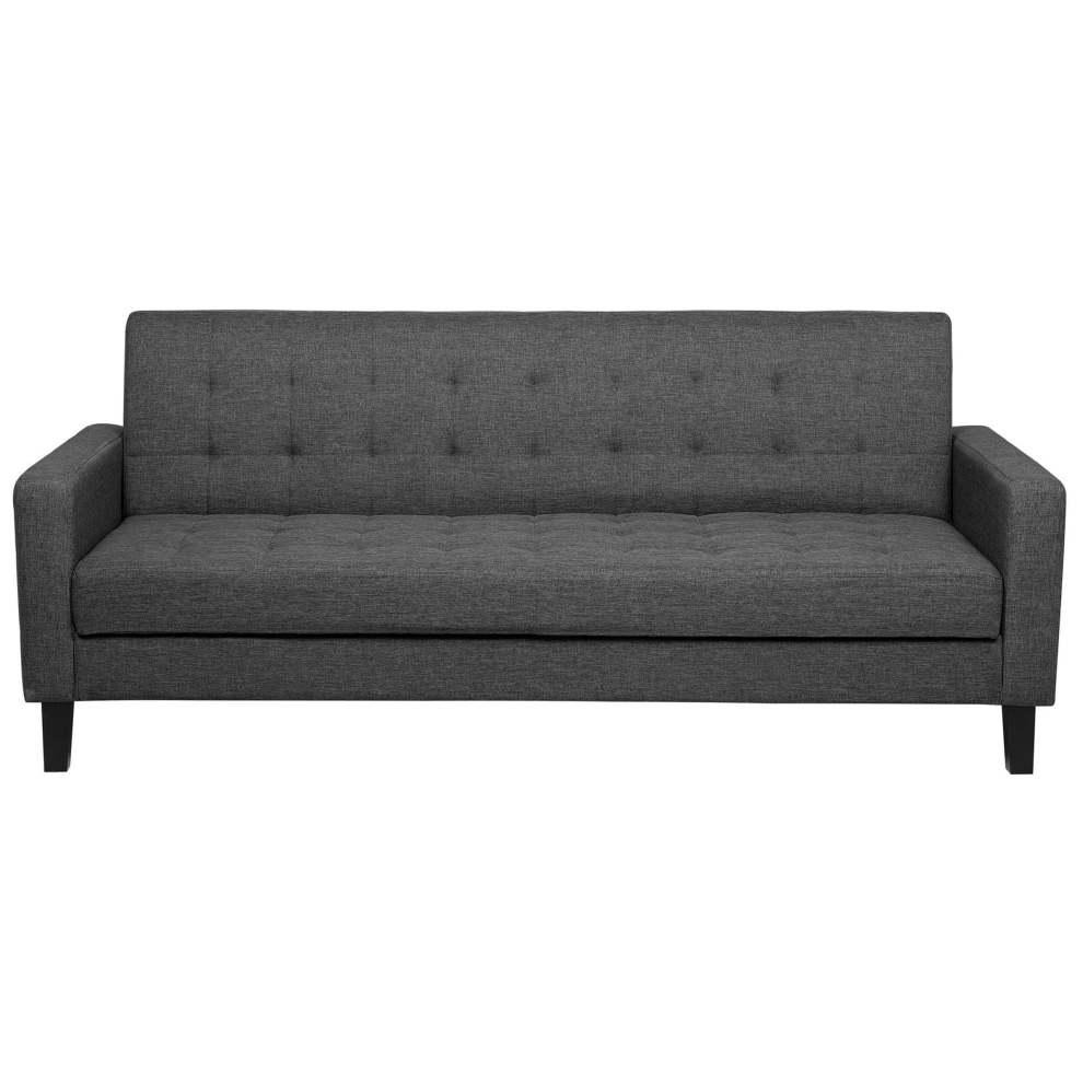 Sofa Bed VEHKOO Fabric Dark Grey 3 Seater