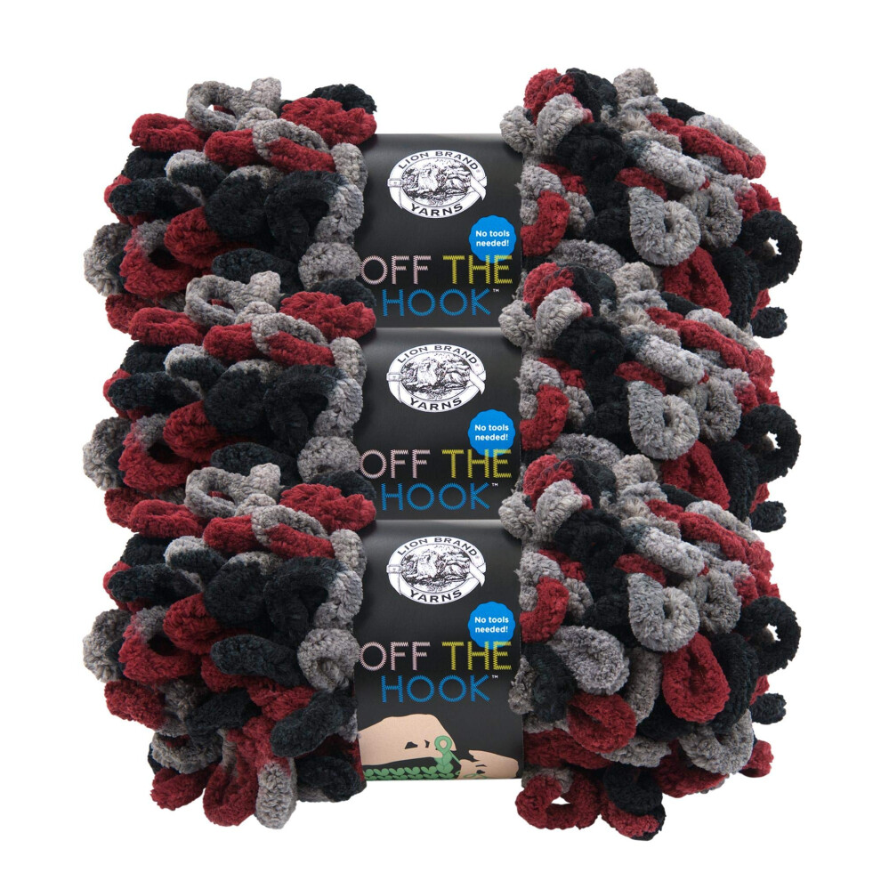 (3 Pack) Lion Brand Yarn Off The Hook Bulky No Needle Yarn  Dark  Stor