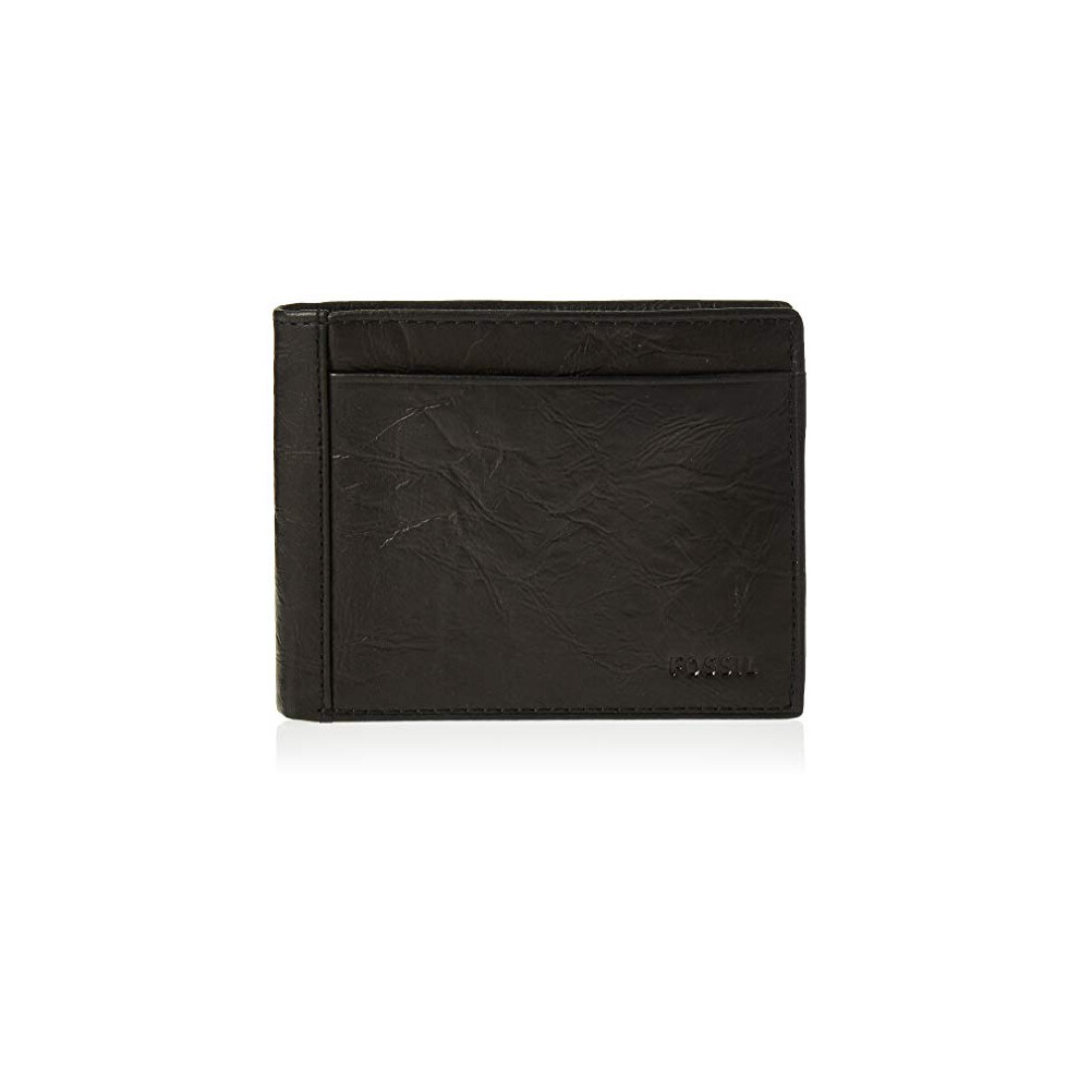 Fossil Mens Neel Leather Bifold with Flip ID Wallet  Black  (Model: ML