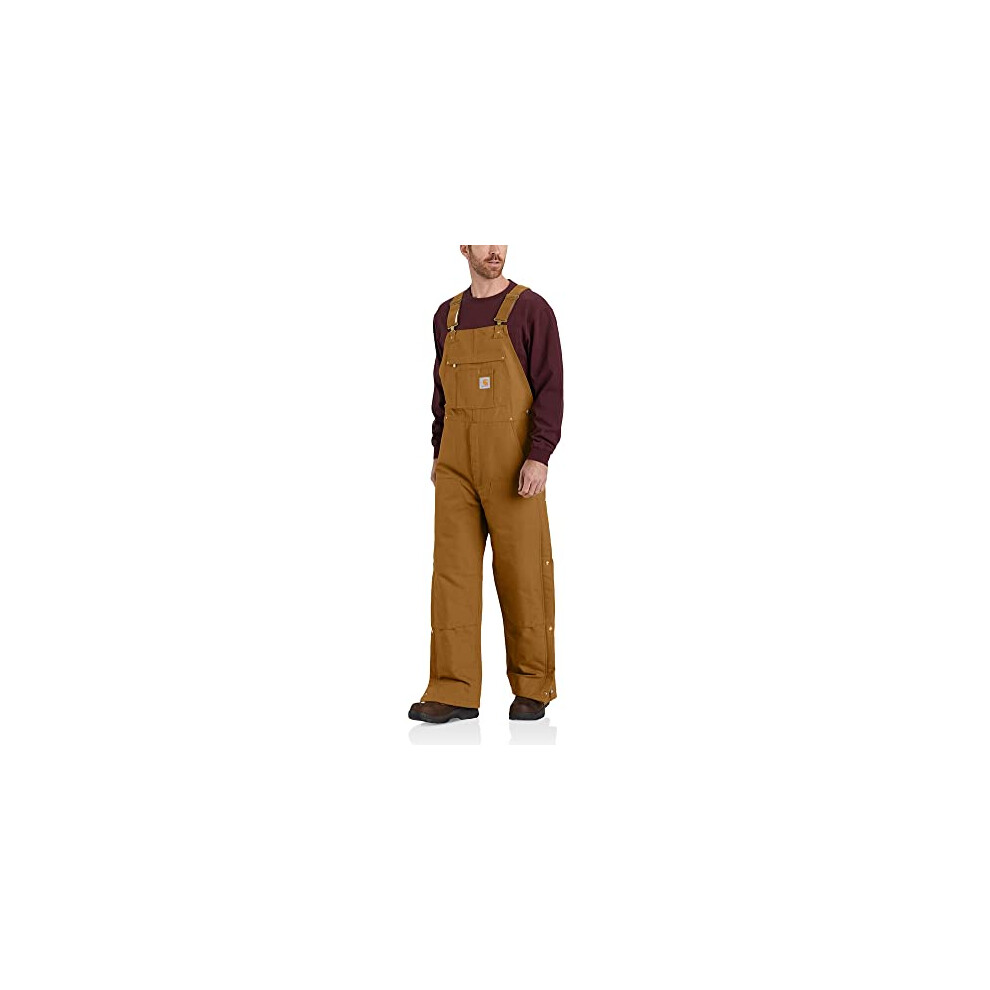 carhartt Mens Loose Fit Firm Duck Insulated Bib Overall  Brown  X-Larg