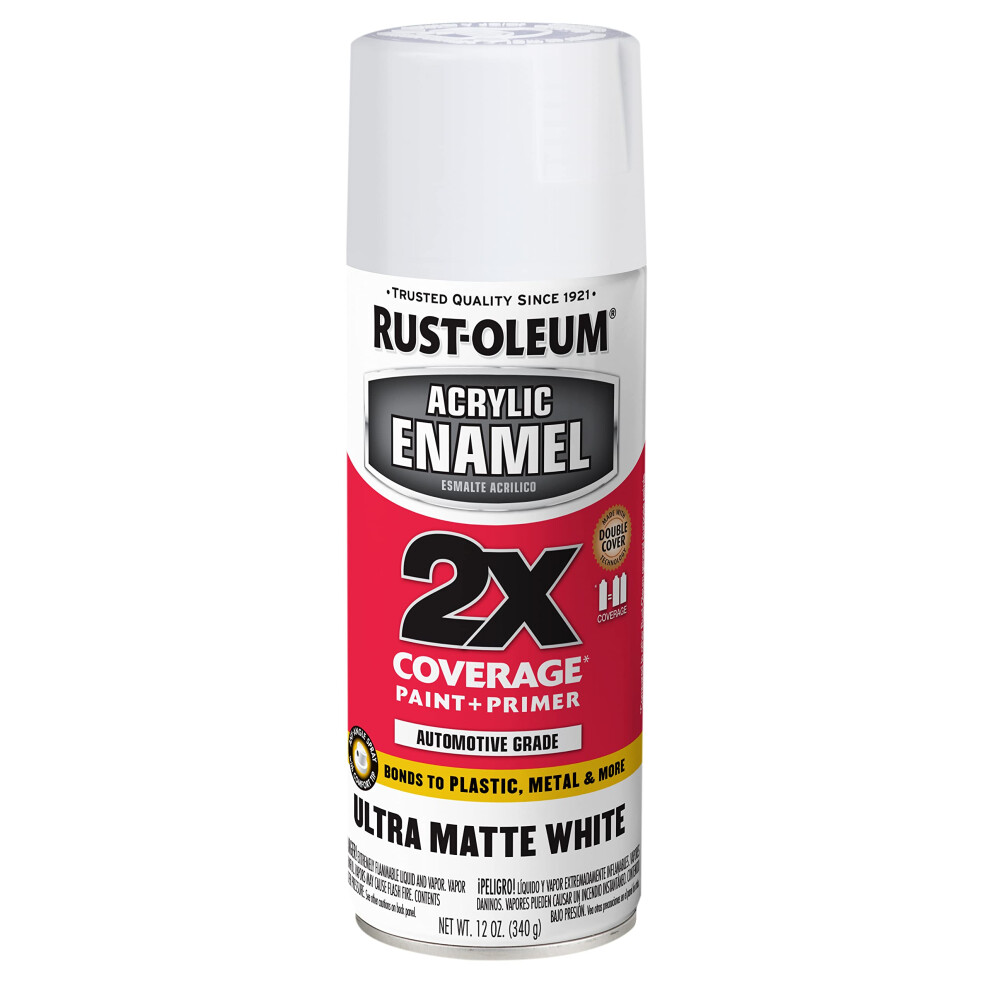 Rust-Oleum 372700 Acrylic Enamel 2X Spray Paint  12 oz  Ultra Matte Wh