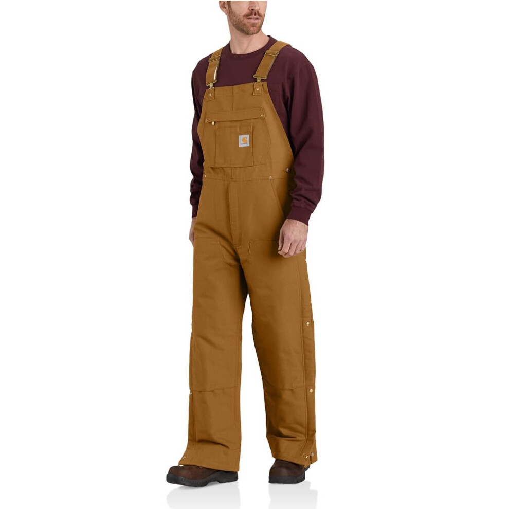 carhartt Mens Loose Fit Firm Duck Insulated Bib Overall  Brown  Medium