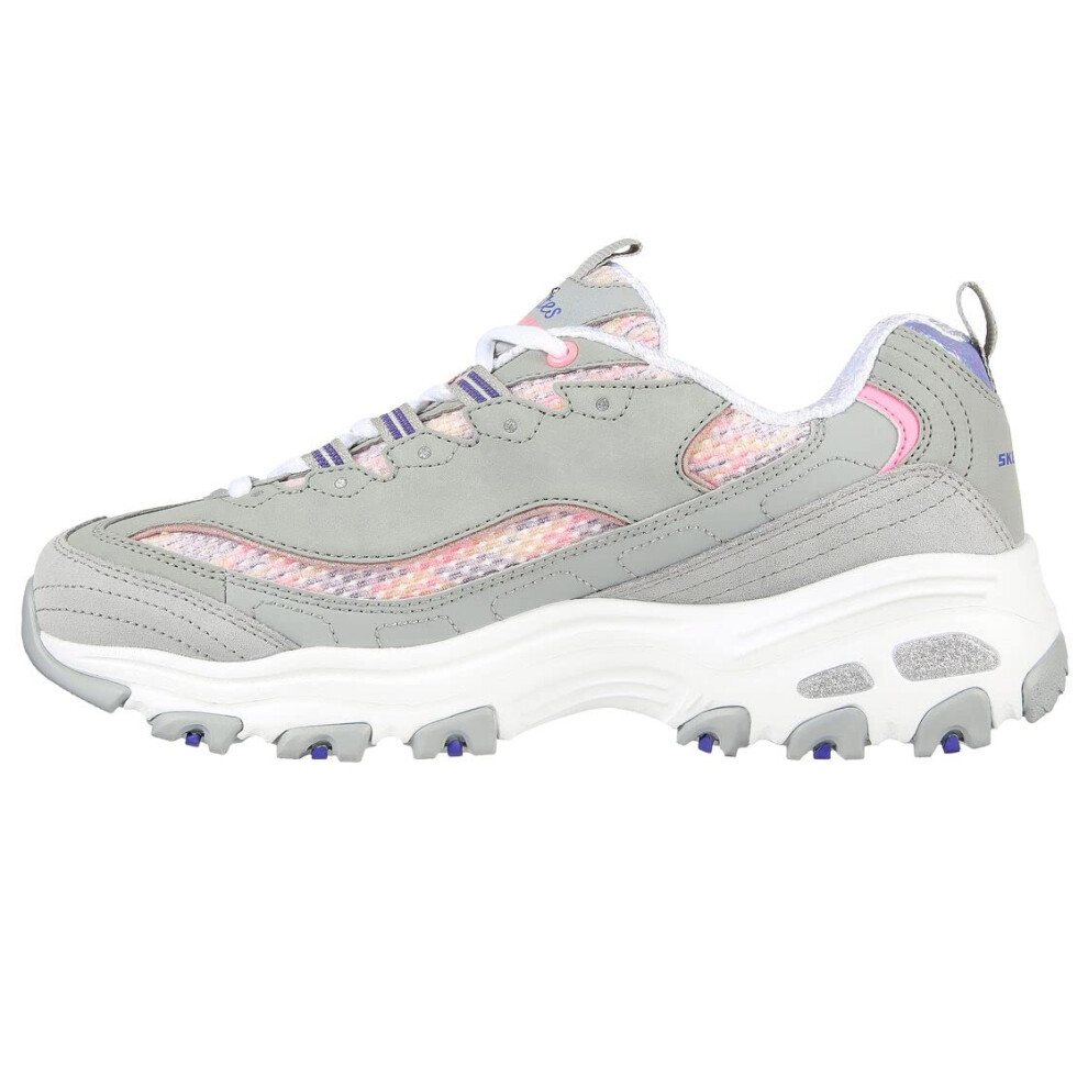 Skechers Womens DLites Sweet Moments Fashion Sneaker  greyMulti  8 US