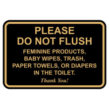 Klassiek Ingelijst "Niet Door Spoelen" Badkamer Etiquette Bord - 4" x 6" (Zwart-Goud) 1 Pack