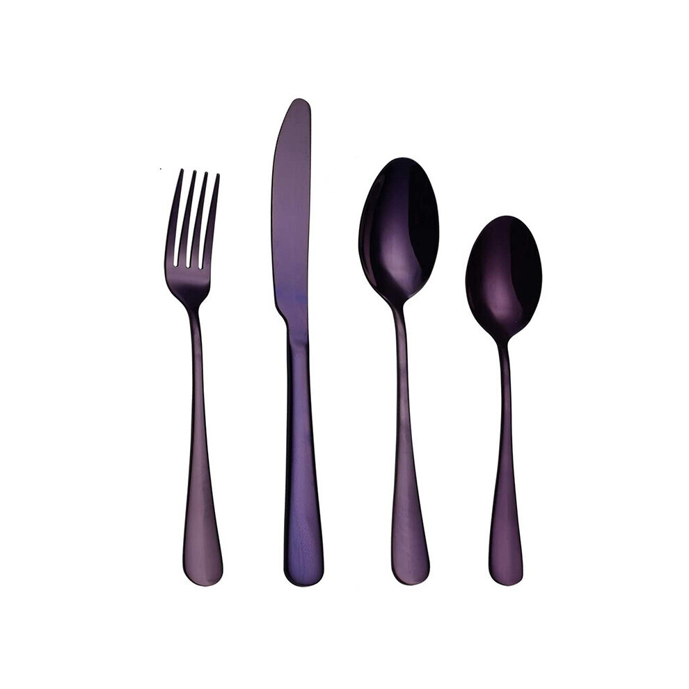 (16pcs Purple) Cutlery Sets Fork for Christmas Dining Dishwasher Safe Stainless Steel Xmas Home Family Gift