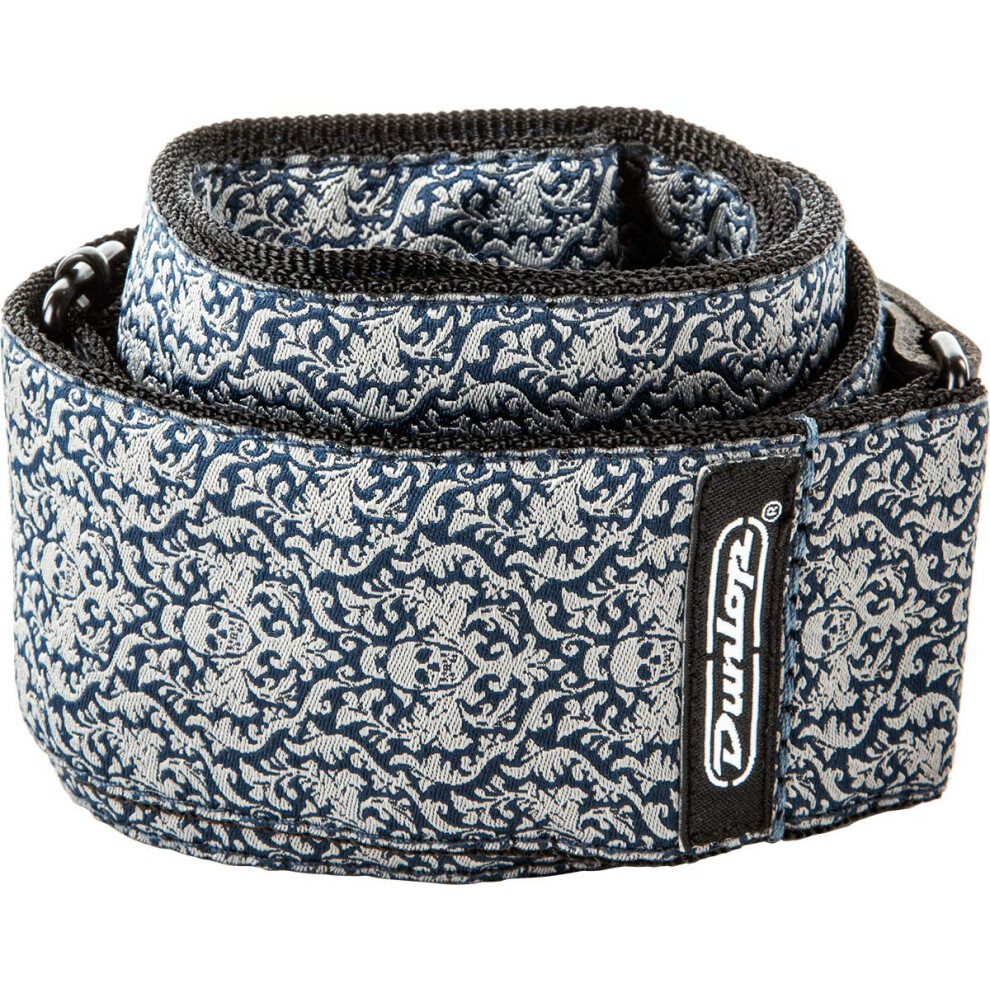 Jim Dunlop Jacquard Fleurs De Skull Guitar Strap (D6715)  Blue/Gray