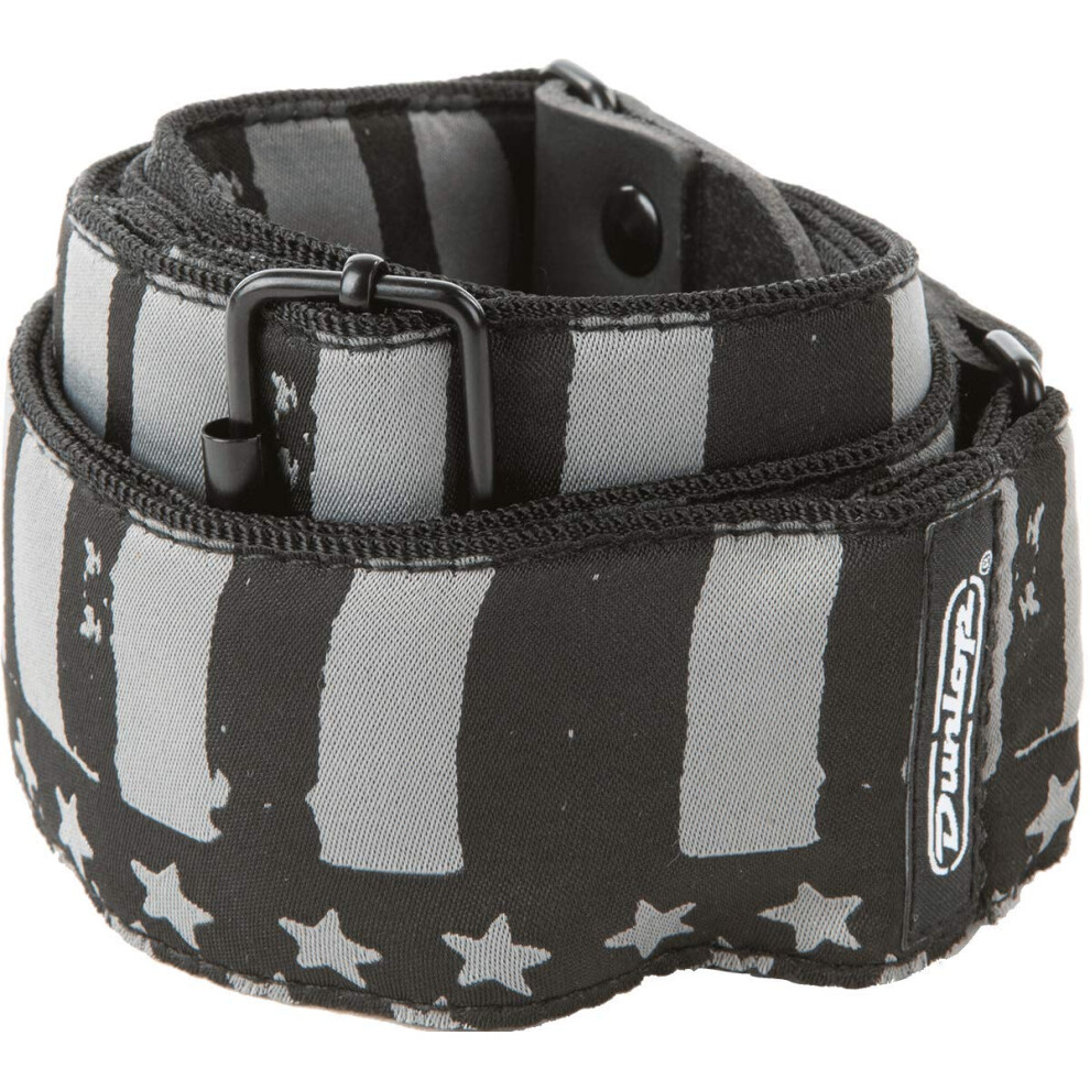 Jim Dunlop Jacquard Stars and Stripes Guitar Strap (D6713)  Black  Gra