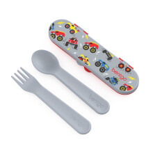 Ensemble de Couverts Bentgo Kids - Fourchette, Cuillère & Boîtier de Rangement - Matériaux Sans BPA, Poignées Antidérapantes