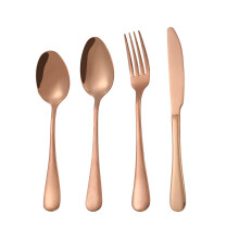 (16pcs Rose Gold) Cutlery Sets with Spoon Knife and Fork Stainless Steel Set Ideal for Home Party Christmas Dining Dishwasher Safe