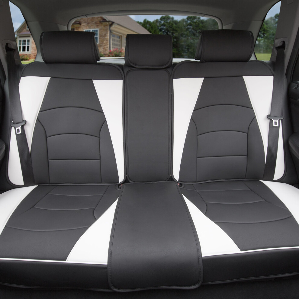 Fh Group Car Seat Cover For Back Seat Faux Leather - Unive White/Black 842319102477