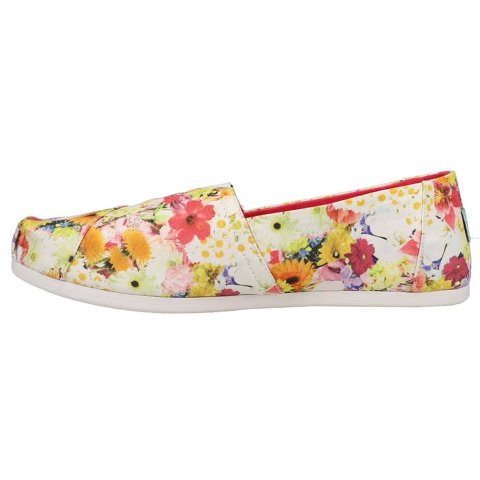 TOMS Womens Alpargata Floral Slip On Flats Casual - Multi  White - Siz