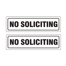 2er-Pack selbstklebendes No Soliciting-Trschild fr Haus und Bro, 17,8 x 5,1 cm, schwarz-weie Metallschilder fr die Wand, langlebig, UV- un